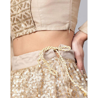 Beige color Net Lehenga with Heavy Embroidery, Zari and Thread work ClothsVilla