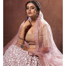 Load image into Gallery viewer, Peach Color Soft Net Lehenga with Thread and Zari Work ClothsVilla