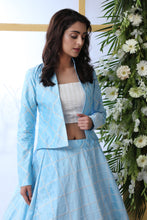 Load image into Gallery viewer, Sky Blue Embroidered Georgette Semi Stitched Lehenga ClothsVilla
