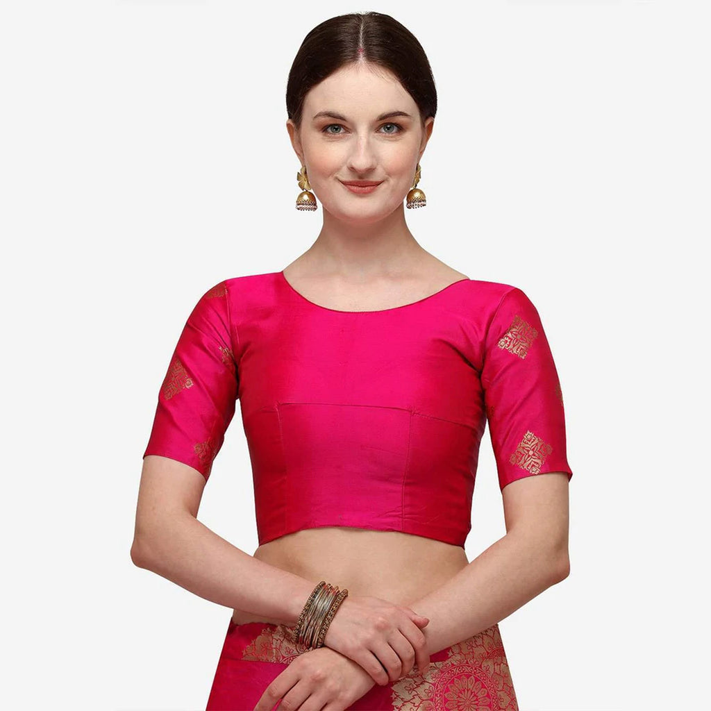 Pink Color Banarasi Silk Lehenga Choli with Net Dupatta ClothsVilla