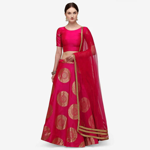 Pink Color Banarasi Silk Lehenga Choli with Net Dupatta ClothsVilla Main image
