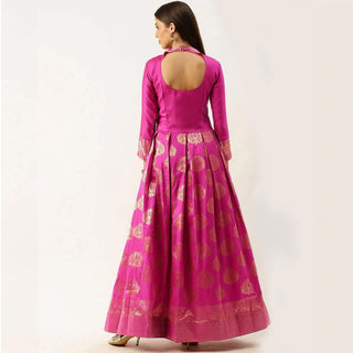 Pink Color Box Cut Soft Silk Gown ClothsVilla