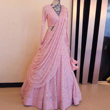 Load image into Gallery viewer, Pink Color Faux Georgette Lehenga Choli with Embroidery Mirror Work ClothsVilla