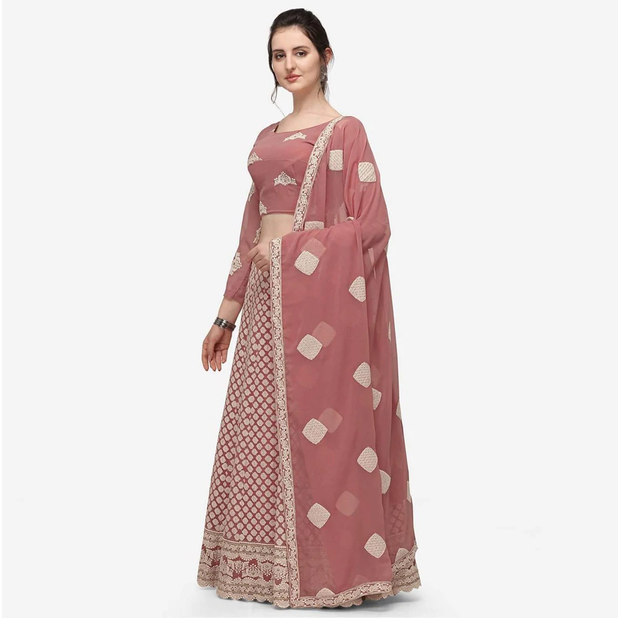 Pink Color Lehenga Choli with Lucknow Work ClothsVilla Main image