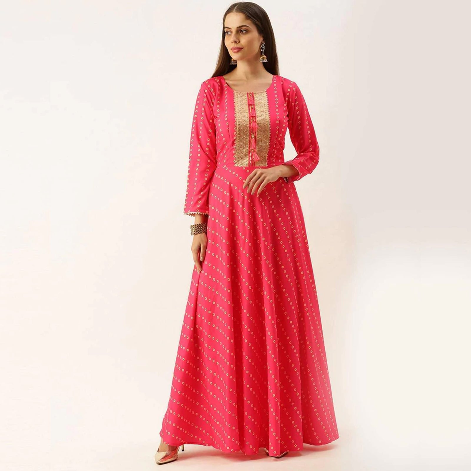 Pink Color Maslin Gown ClothsVilla