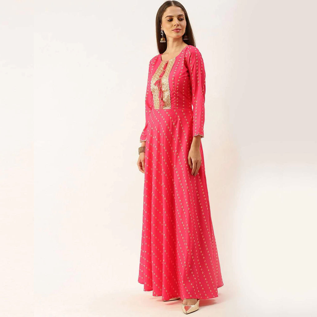 Pink Color Maslin Gown ClothsVilla