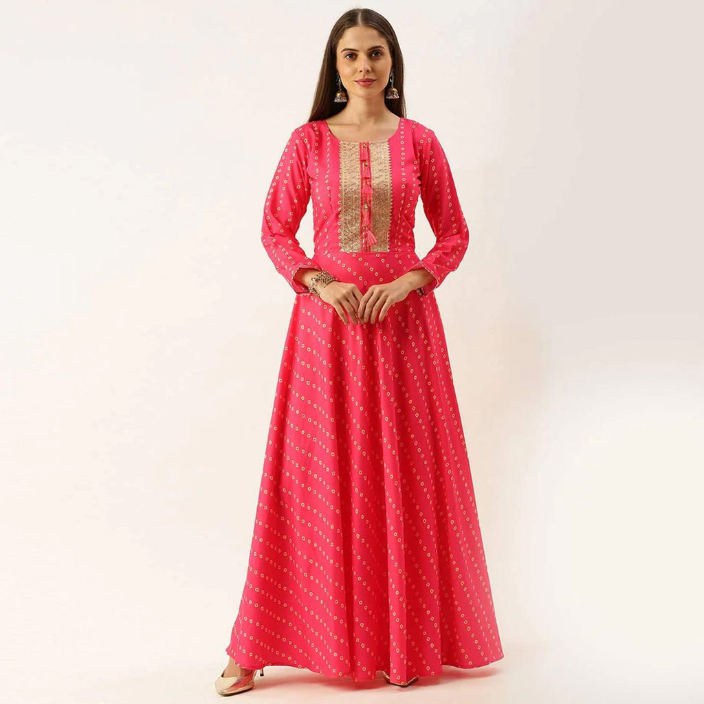 Pink Color Maslin Gown - Buy Now on Clothsvilla.com