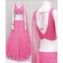 Load image into Gallery viewer, Pink Colored Faux Georgette Embroidered Work Lehenga Choli ClothsVilla