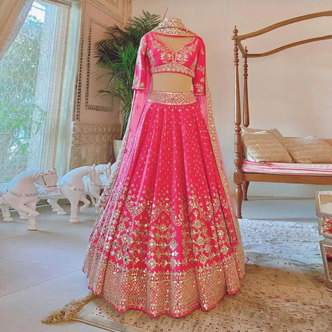 Pink Colored Lehenga Choli with Real and Foil Mirror Work ClothsVilla Main image