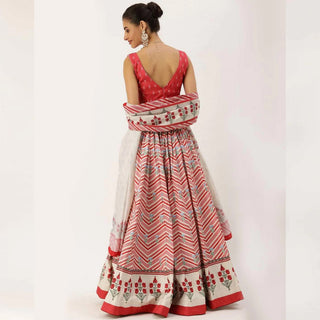 Pink Colored Lehenga Choli with Zig-Zag Lines Print Work ClothsVilla