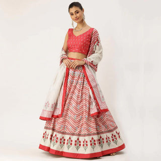 Pink Colored Lehenga Choli with Zig-Zag Lines Print Work ClothsVilla
