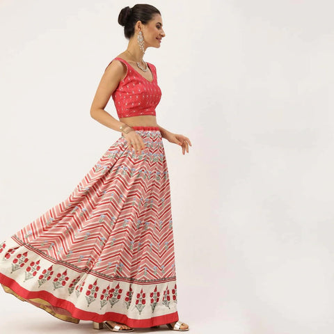Pink Colored Lehenga Choli with Zig-Zag Lines Print Work ClothsVilla Main image
