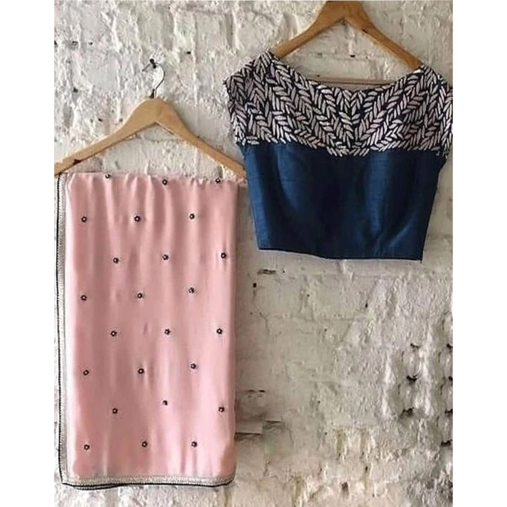 Pink Designer Saree in Georgette Fabrics with Blouse ClothsVilla