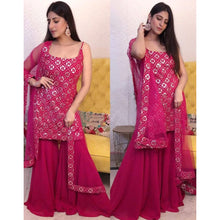 Load image into Gallery viewer, Pink Georgette Salwar Suit with Resham and Mirror Work ClothsVilla