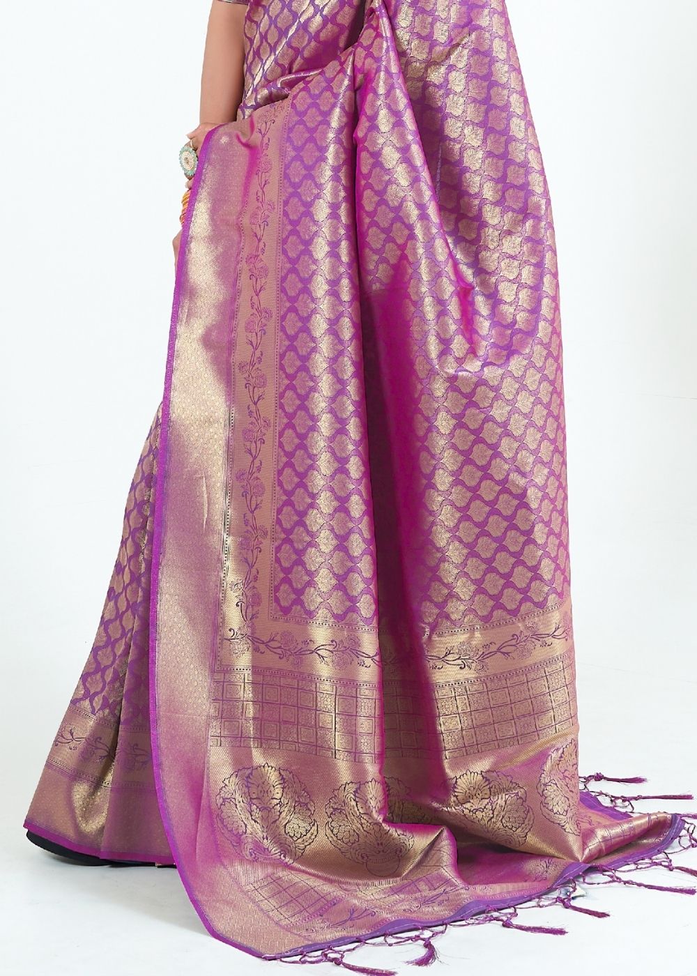 Deep Purple Woven Kanjivaram Silk Saree : Limited Edition Clothsvilla