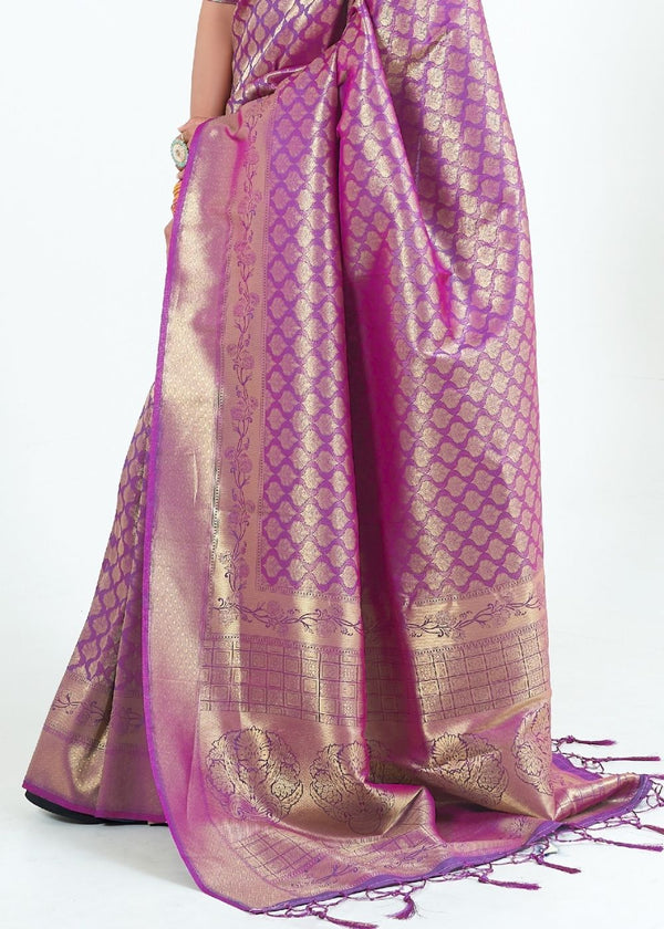 Deep Purple Woven Kanjivaram Silk Saree : Limited Edition Clothsvilla