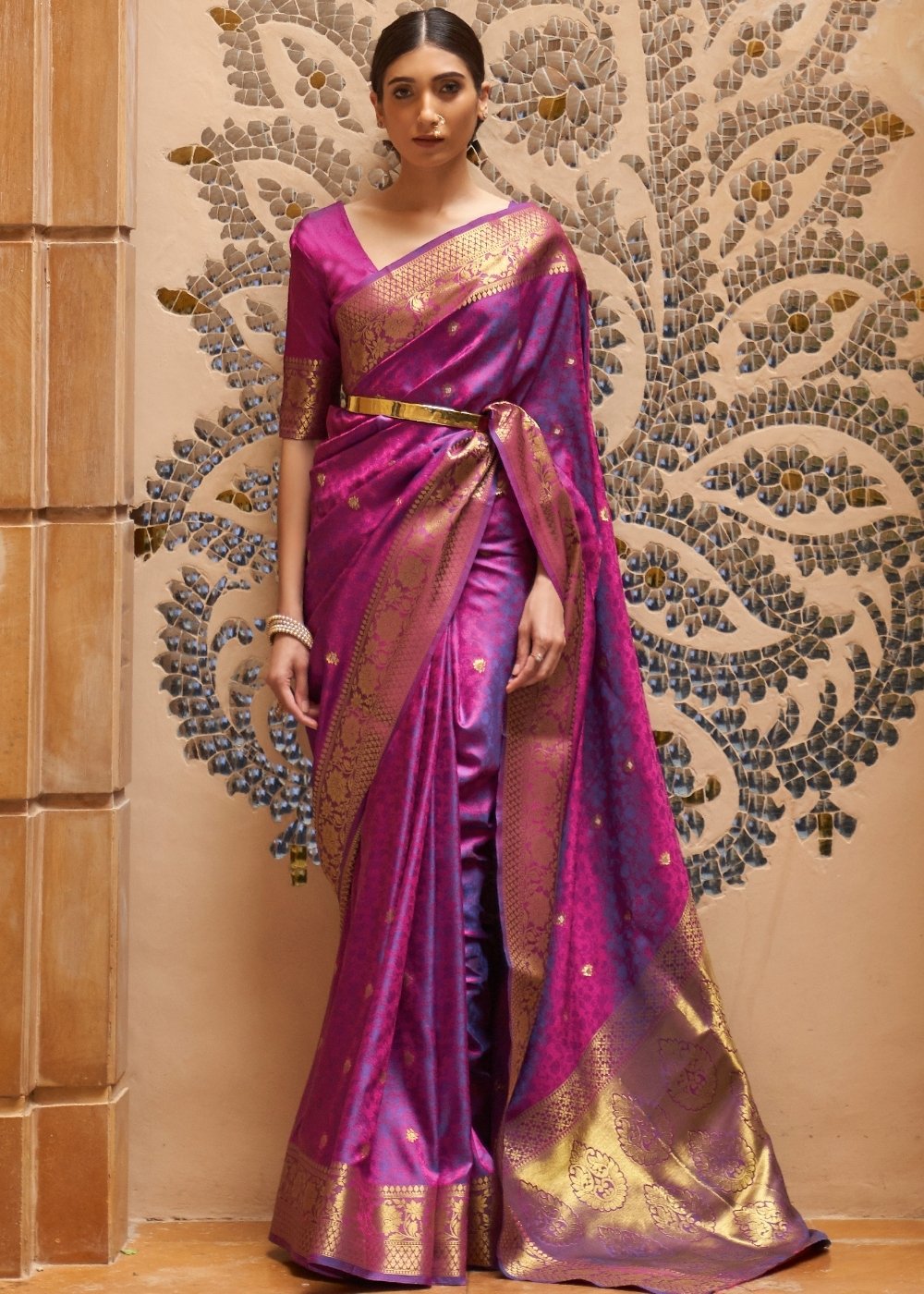 Lollipop Purple Woven Kanjivaram Silk Saree : Top Pick Clothsvilla Main image