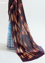 Load image into Gallery viewer, Hickory Brown &amp; Blue Satin Silk Digital Printed Saree Clothsvilla