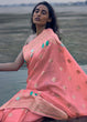 Load image into Gallery viewer, Punch Pink Woven Linen Silk Saree with Floral Motif on Pallu and Border Clothsvilla