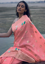 Load image into Gallery viewer, Punch Pink Woven Linen Silk Saree with Floral Motif on Pallu and Border Clothsvilla