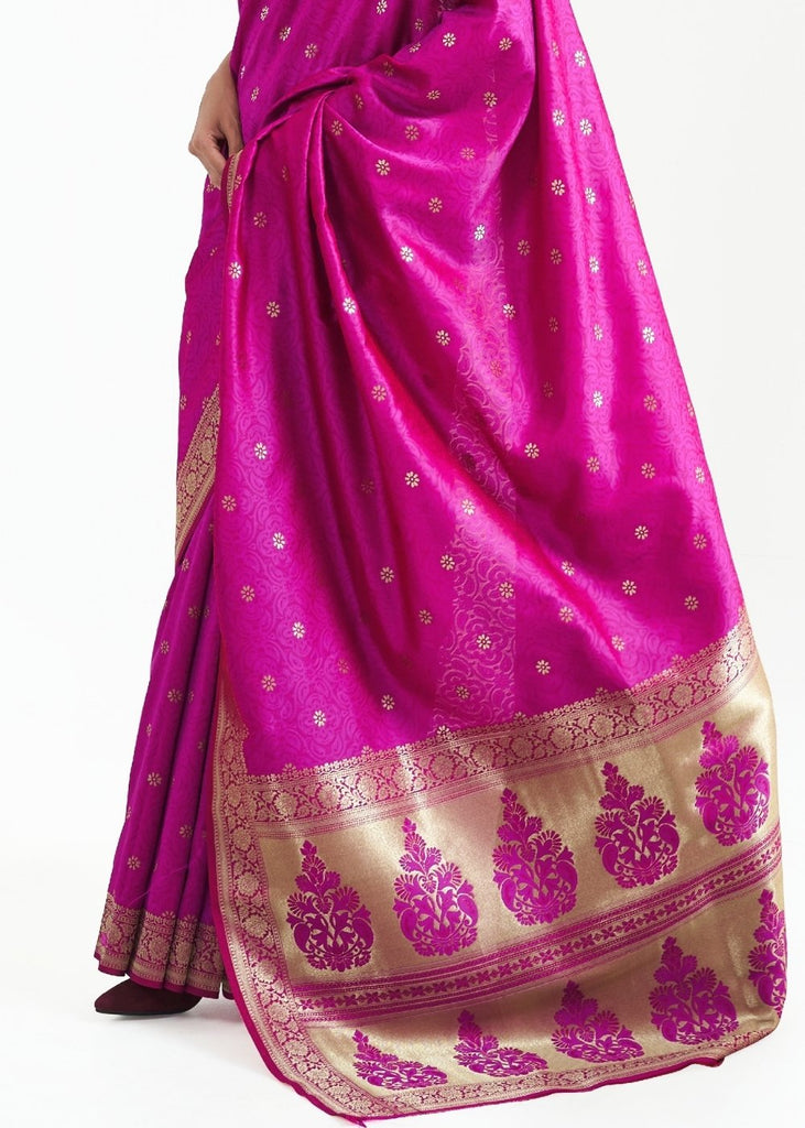 Spicy Pink Woven Kanjivaram Silk Saree Clothsvilla