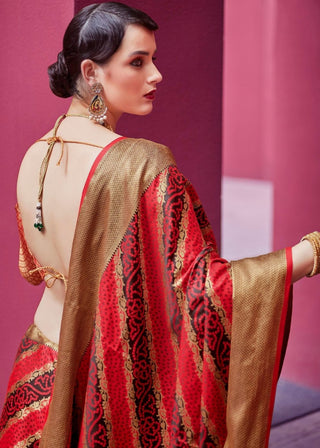 Carmine Red Woven Patola Silk Saree Clothsvilla