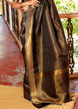 Load image into Gallery viewer, Raven Black Woven Kanjivaram Saree:Limited Edition Clothsvilla