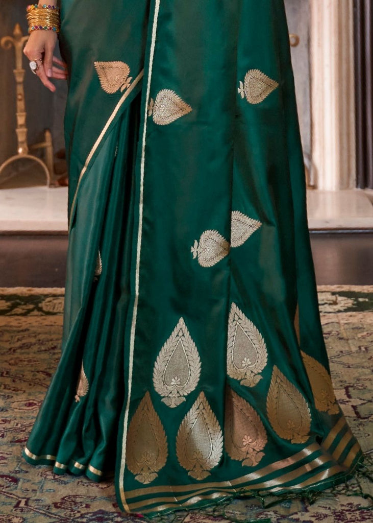 Sacramento Green Zari Butta Woven Banarasi Silk Saree : Top Pick Clothsvilla