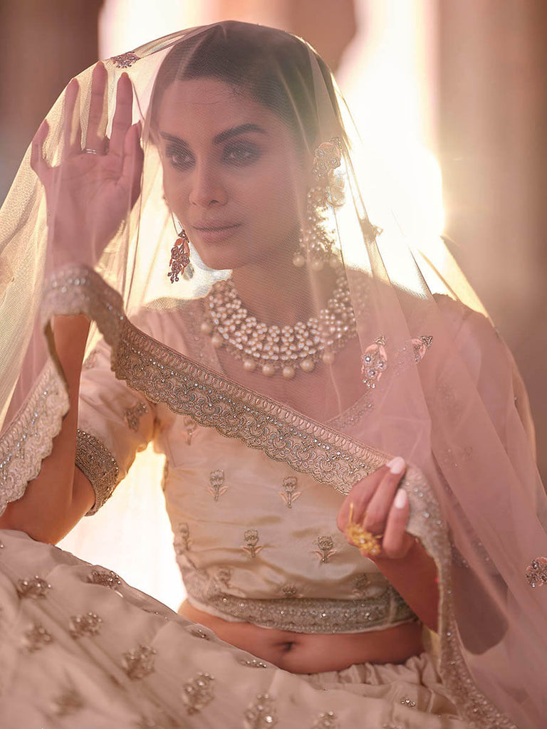 Peach Embroidered Designer Lehenga Choli Clothsvilla