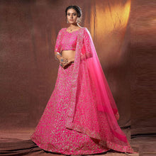Load image into Gallery viewer, Pink Lehenga Choli in Silk with Embroidery Work for Wedding ClothsVilla