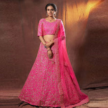 Load image into Gallery viewer, Pink Lehenga Choli in Silk with Embroidery Work for Wedding ClothsVilla