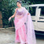 Pink Organza Silk Saree with Beautiful Sequence Work and Silk Blouse for Wedding ClothsVilla