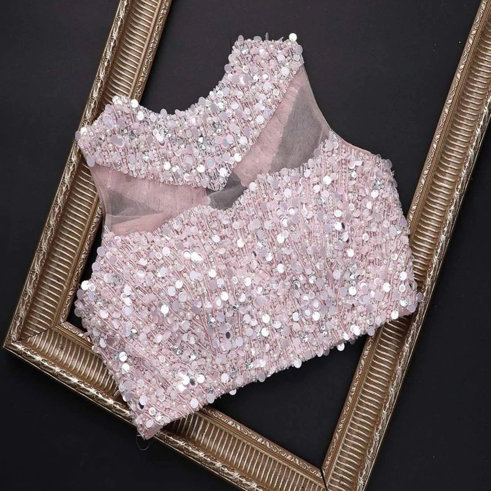 Pink Organza Silk Saree with Embroidery and Mirror Work ClothsVilla