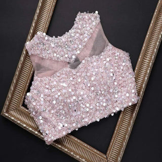 Pink Organza Silk Saree with Embroidery and Mirror Work ClothsVilla