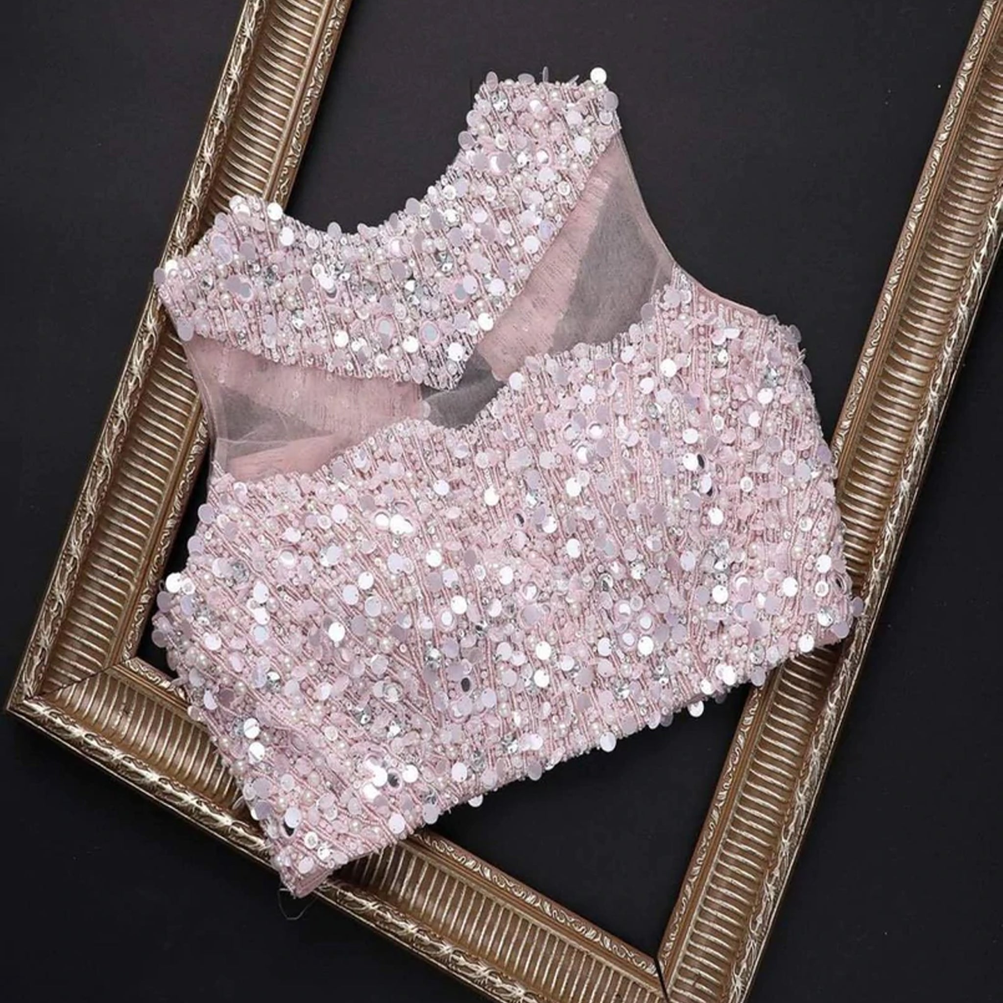Pink Organza Silk Saree with Embroidery and Mirror Work ClothsVilla
