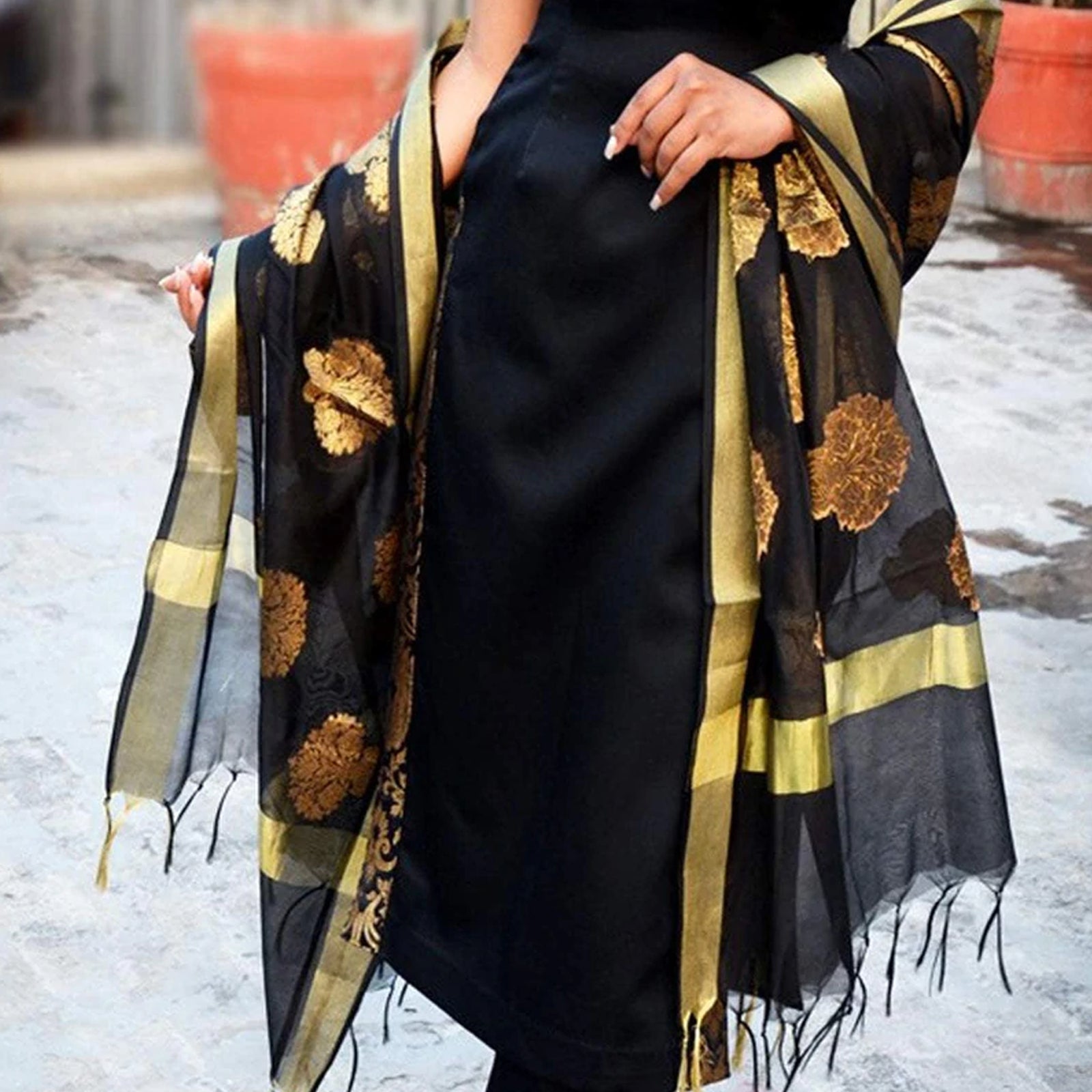 Pure Cotton Salwar Suit with Banaras Silk Dupatta For Women ClothsVilla