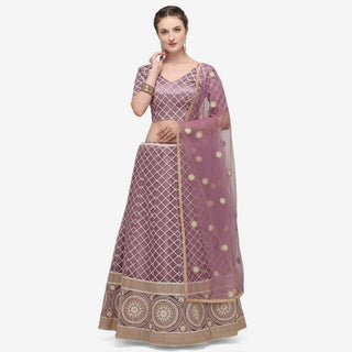 Purple Color Lucknowi Lehenga Choli with Net Dupatta ClothsVilla