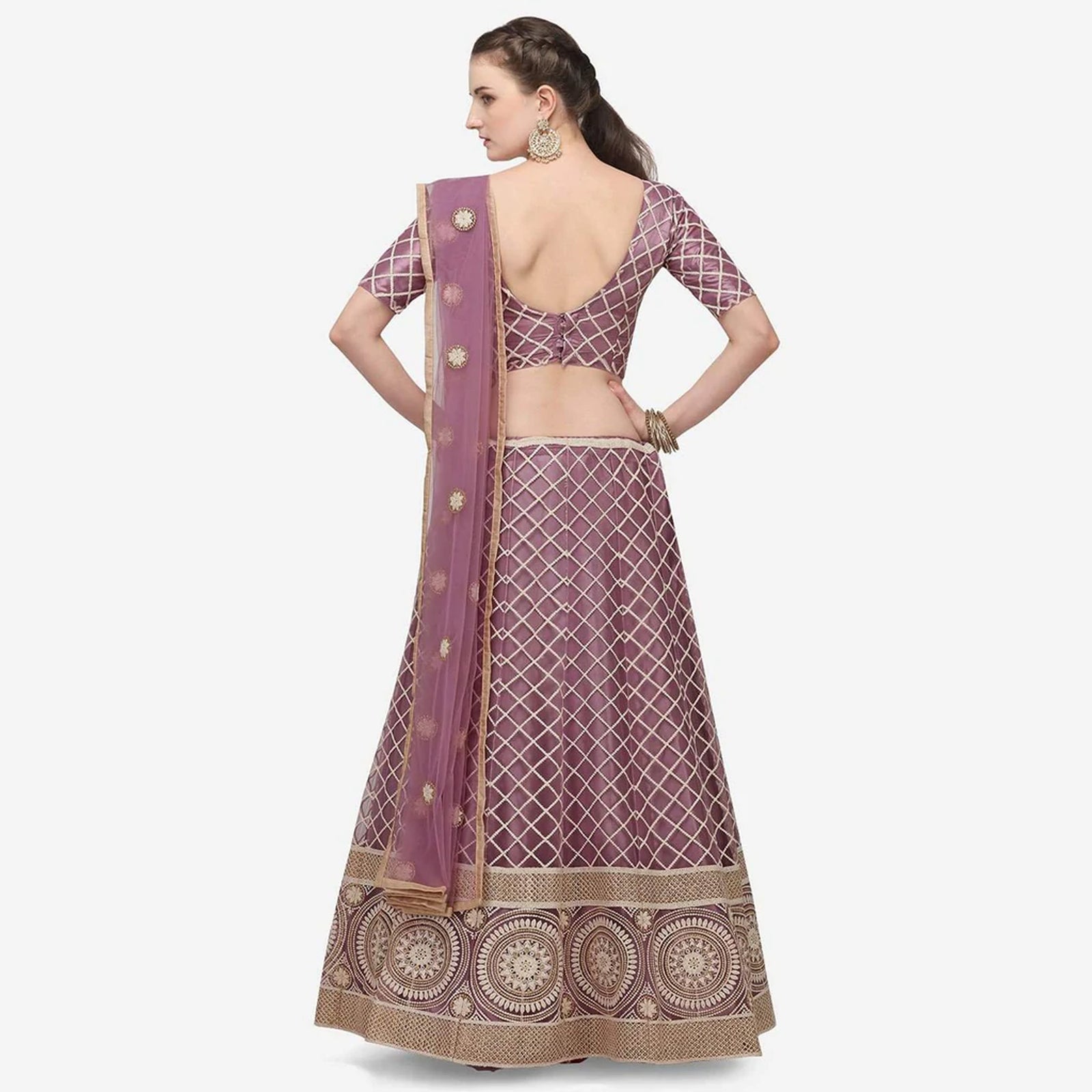 Purple Color Lucknowi Lehenga Choli with Net Dupatta ClothsVilla