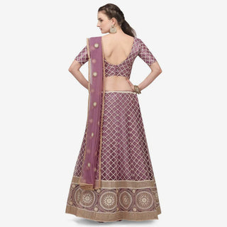 Purple Color Lucknowi Lehenga Choli with Net Dupatta ClothsVilla
