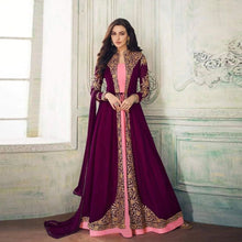 Load image into Gallery viewer, Purple Designer Gown With Heavy Embroidery Work ClothsVilla