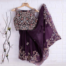 Load image into Gallery viewer, Purple Saree In Kasturi Silk with Heavy Embroidery Work ClothsVilla