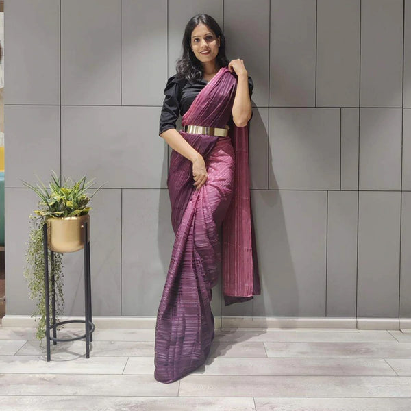 Ready to Wear Chiffon Saree with Metal Belt ClothsVilla