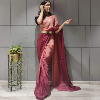 Ready to Wear Chiffon Saree with Metal Belt ClothsVilla