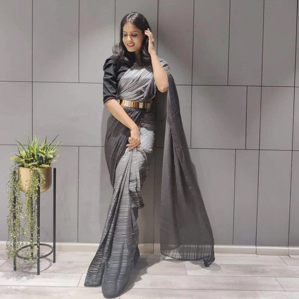 Ready to Wear Chiffon Saree with Metal Belt ClothsVilla