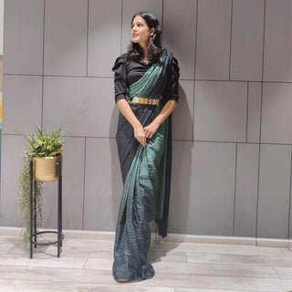 Ready to Wear Chiffon Saree with Metal Belt ClothsVilla