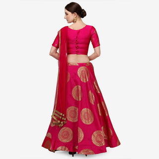 Red Banarasi Silk Lehenga Choli with Net Dupatta ClothsVilla