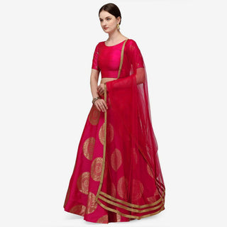 Red Banarasi Silk Lehenga Choli with Net Dupatta ClothsVilla