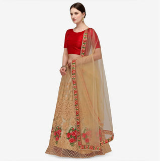 Red Color Lehenga Choli with Heavy Embroidery Work and Net Dupatta ClothsVilla