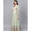 Load image into Gallery viewer, Light Green Net Lehenga with Heavy Embroidery, Zari, Thread work ClothsVilla
