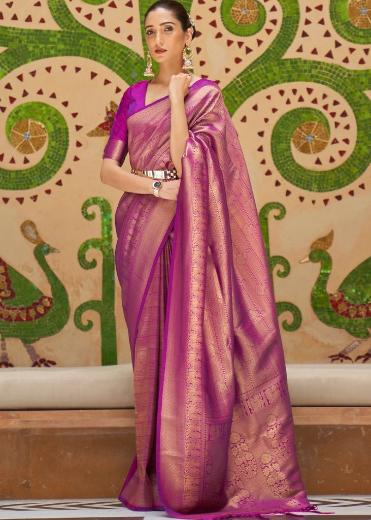 Lollipop Purple Zari Woven Kanjivaram Silk Saree Clothsvilla